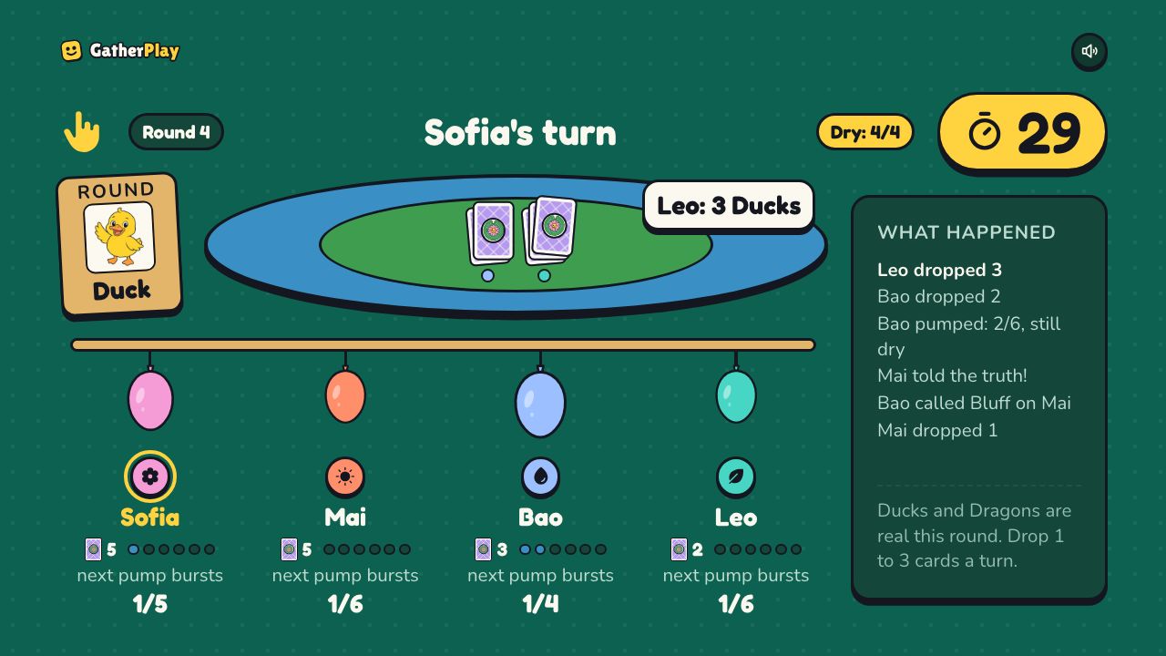Quack Bluff on the shared screen