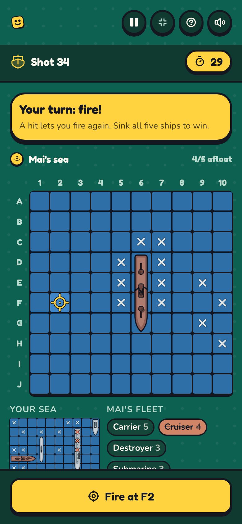 Sea Battle on a player's phone