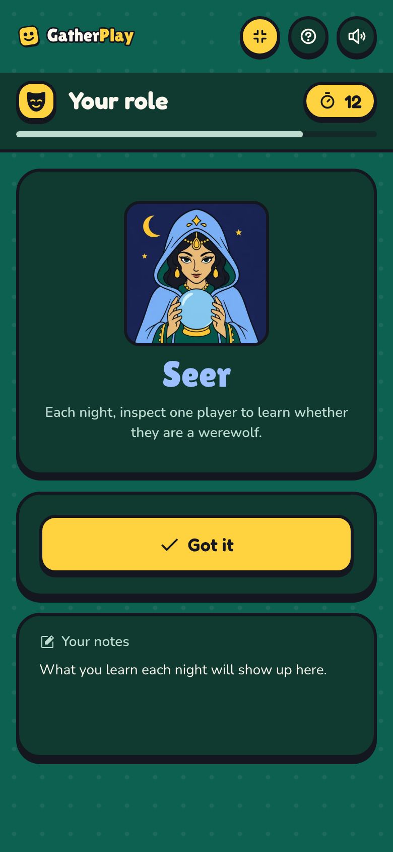 Werewolf on a player's phone